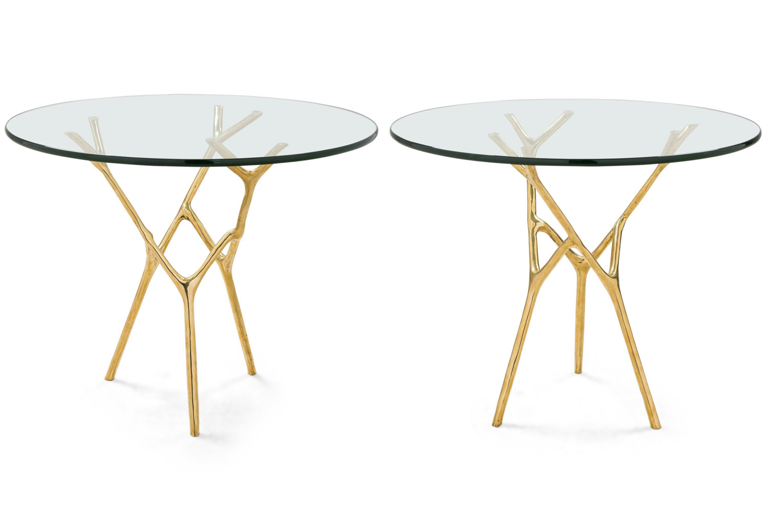 Branco contemporary modern polished bronze and glass branch form end side table by newel modern