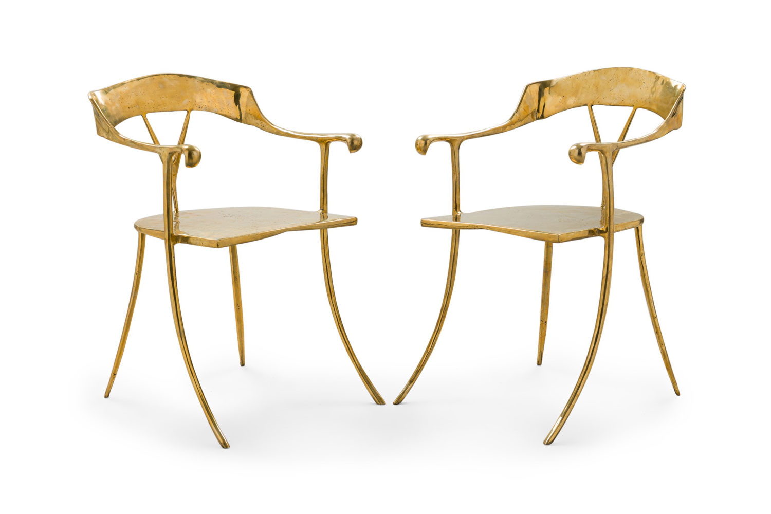 Contemporary brass armchairs 1