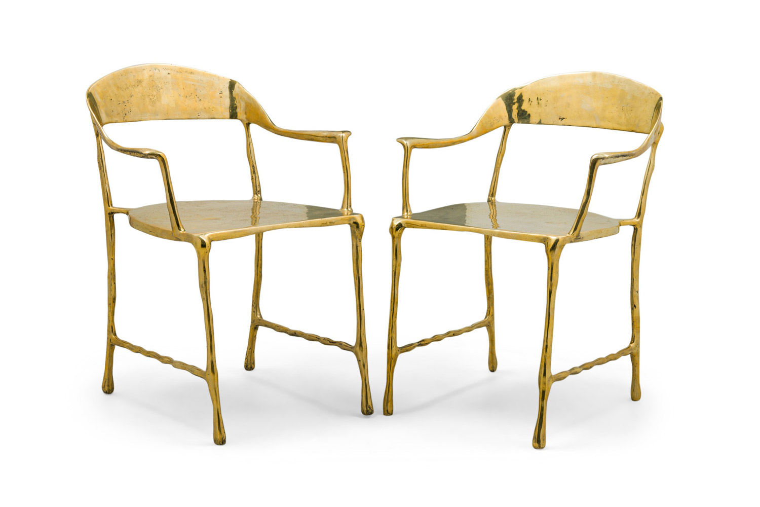 Contemporary polished bronze almeida dining armchairs by newel modern 1
