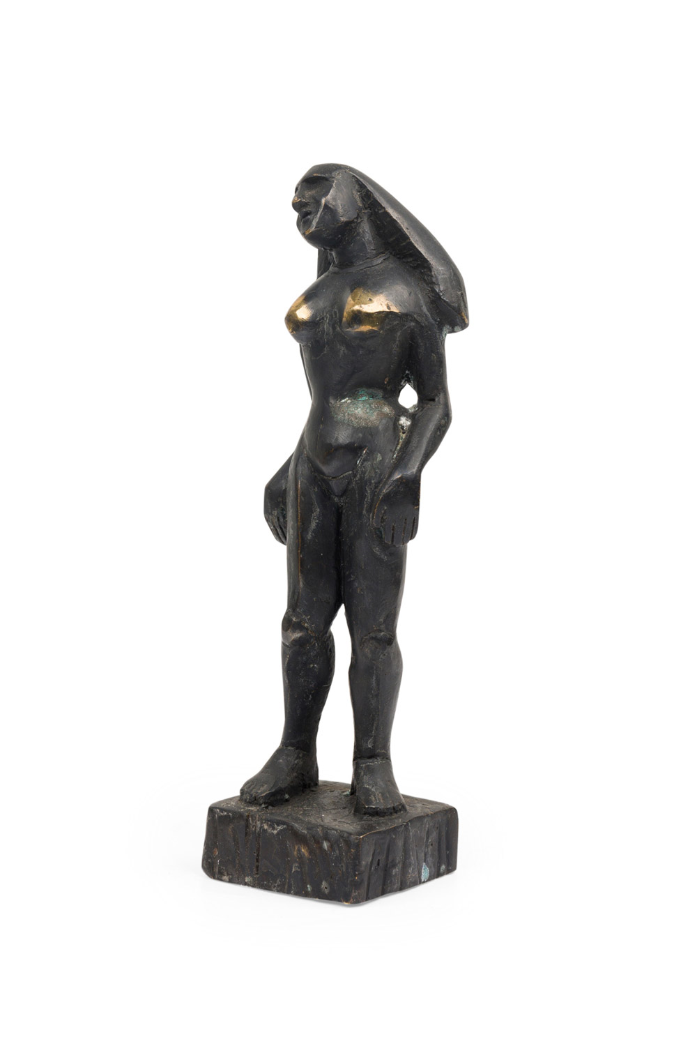 The wait bronze brutalist contemporary figural sculpture by newel modern c