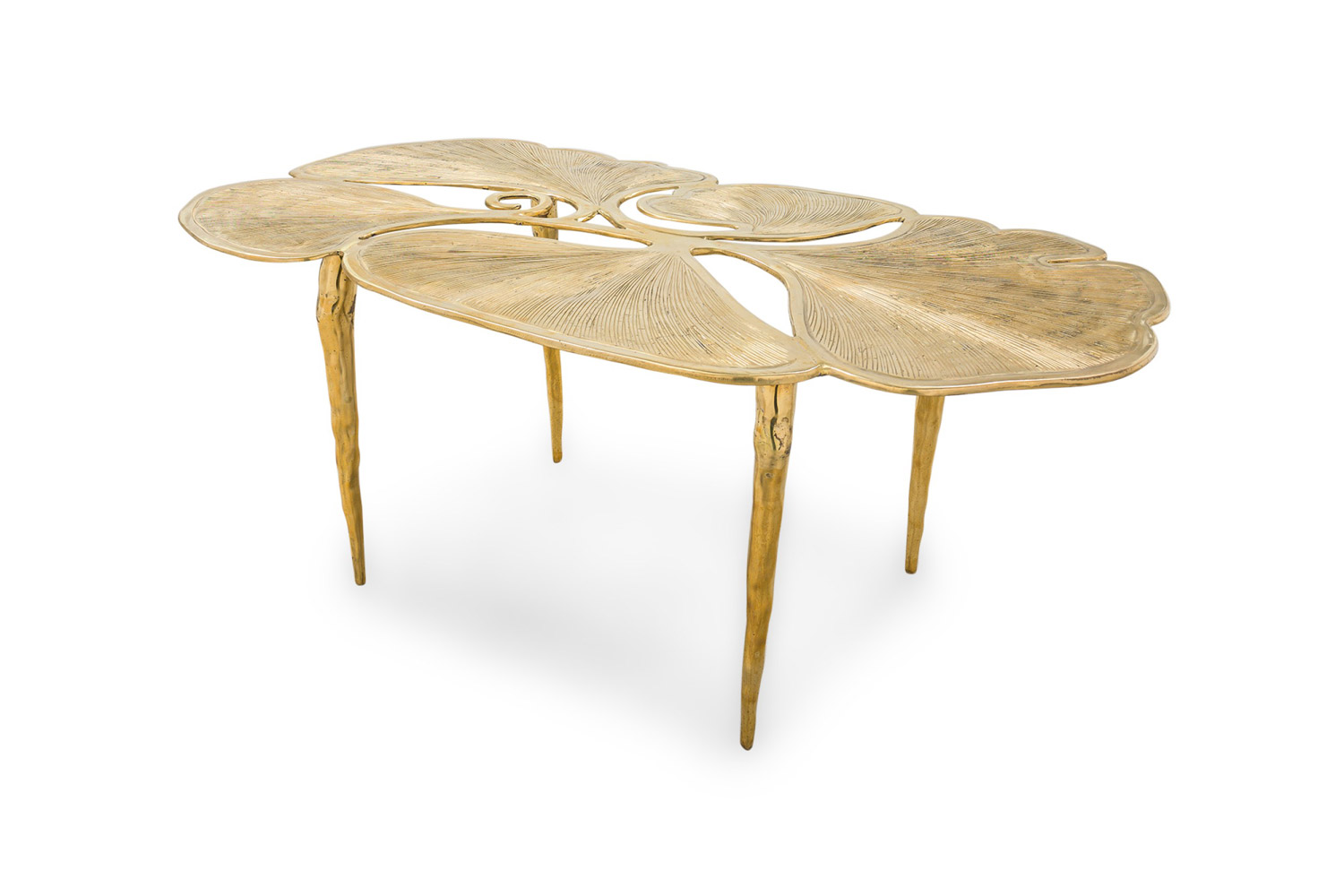 Gingko biomorphic bronze coffee table by newel modern 1