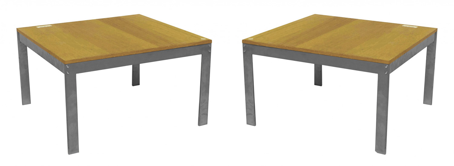 American post war chrome and wood coffee tables