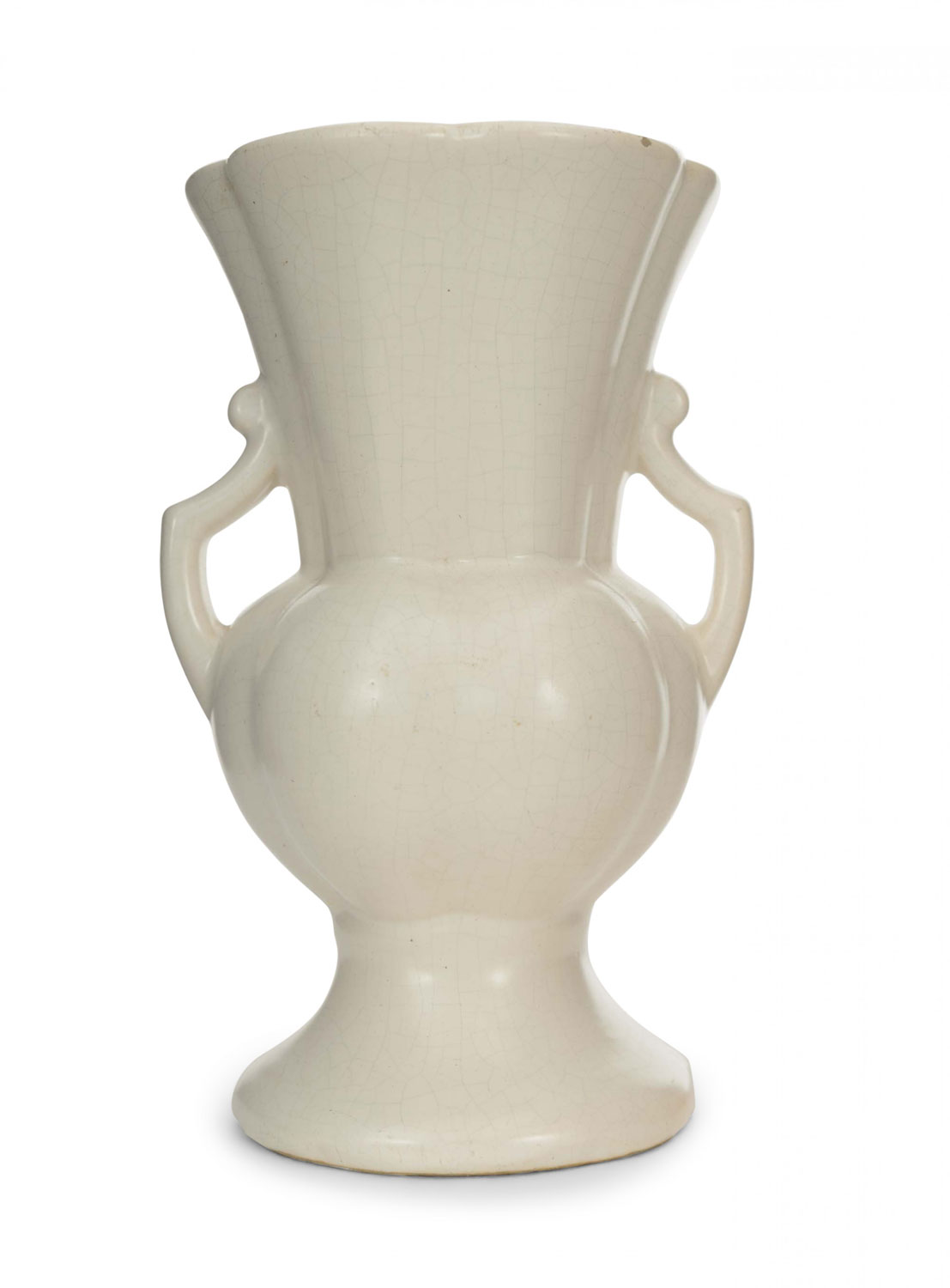 Vintage art deco style beige ceramic urn