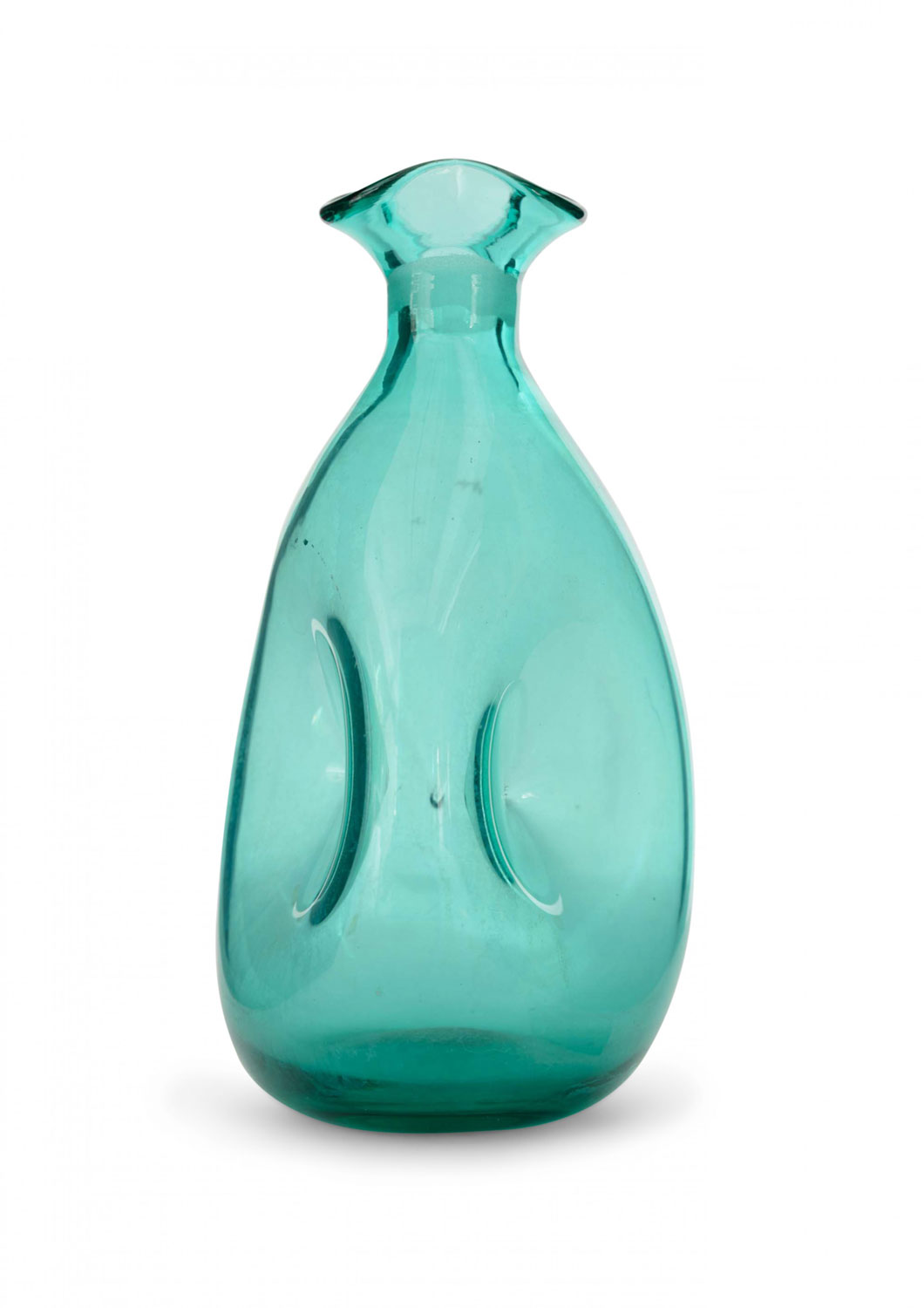 Teal glass bud vase