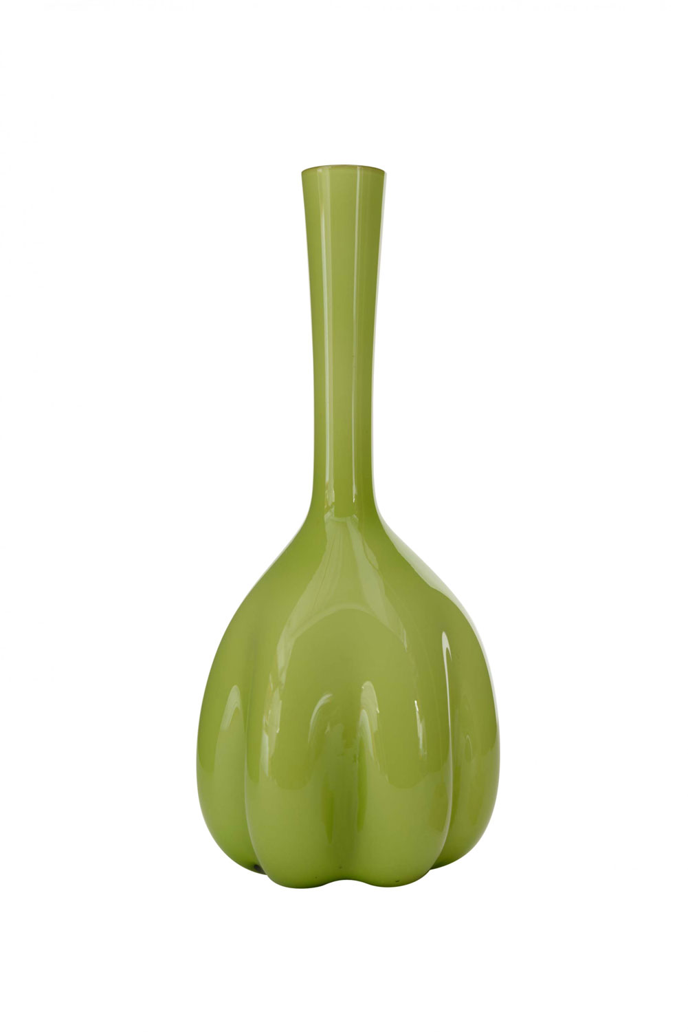 Scandinavian mid century green glass bud vase