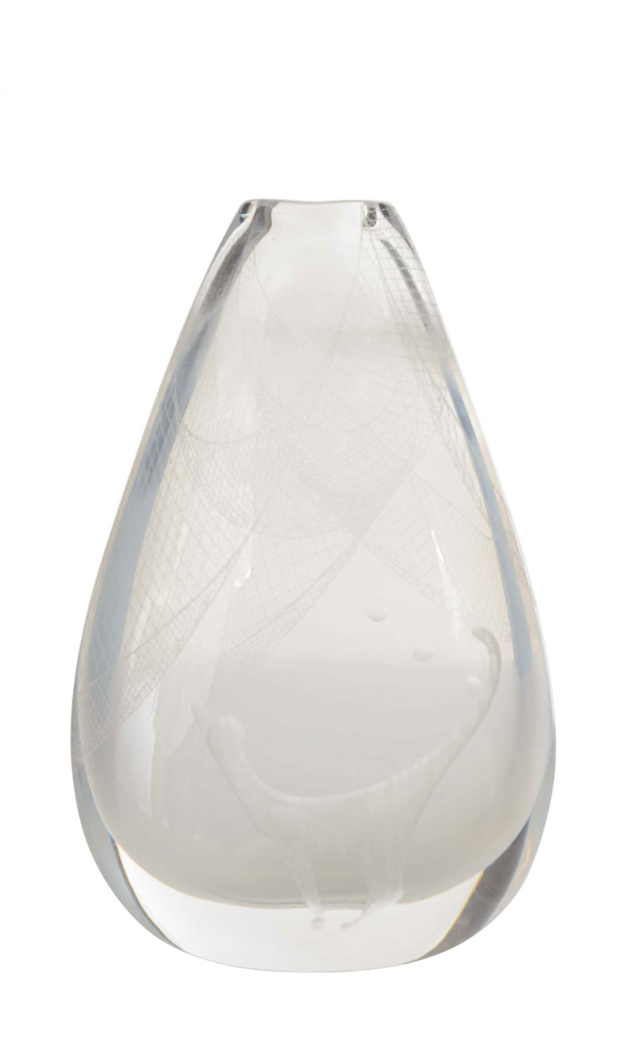 Vintage clear teardrop shaped glass vase