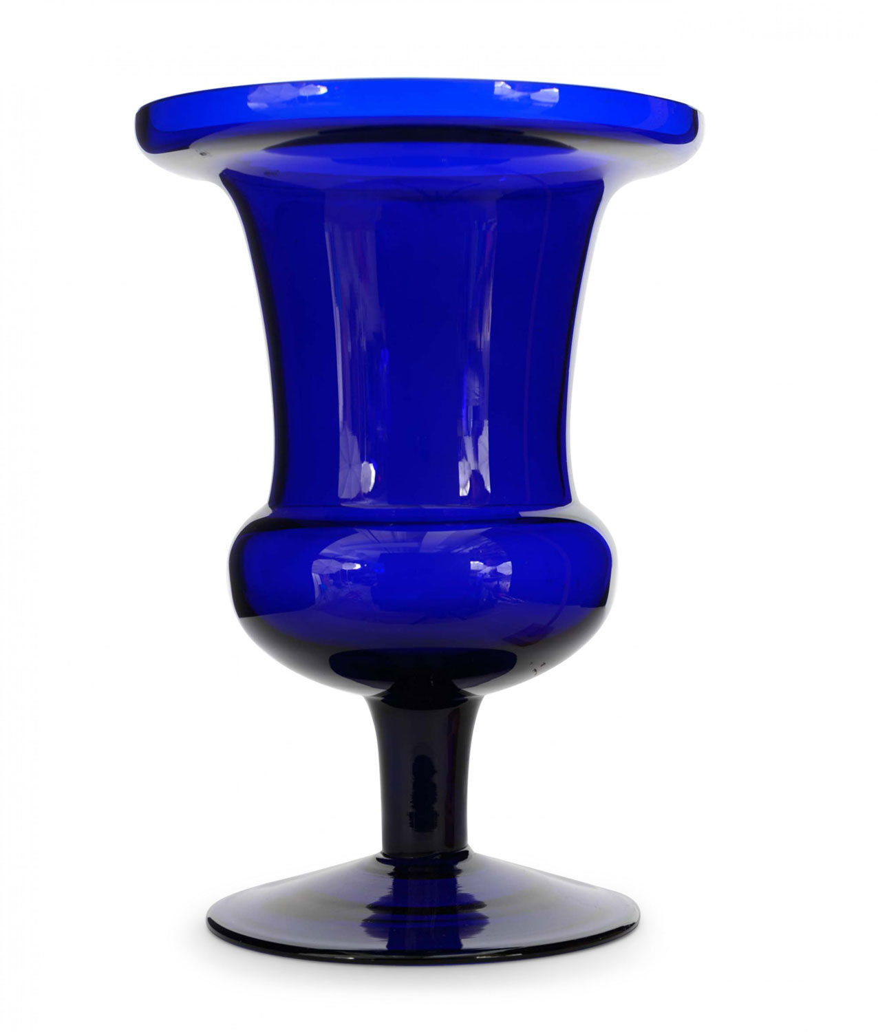 Cobalt blue footed glass urn
