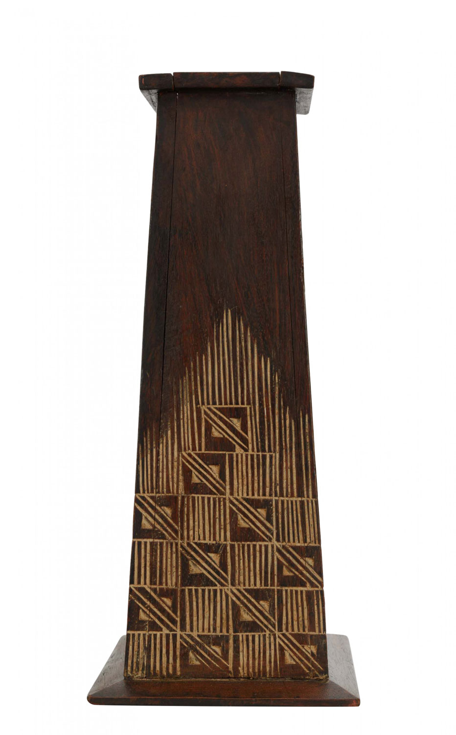 American mission wooden engraved vase