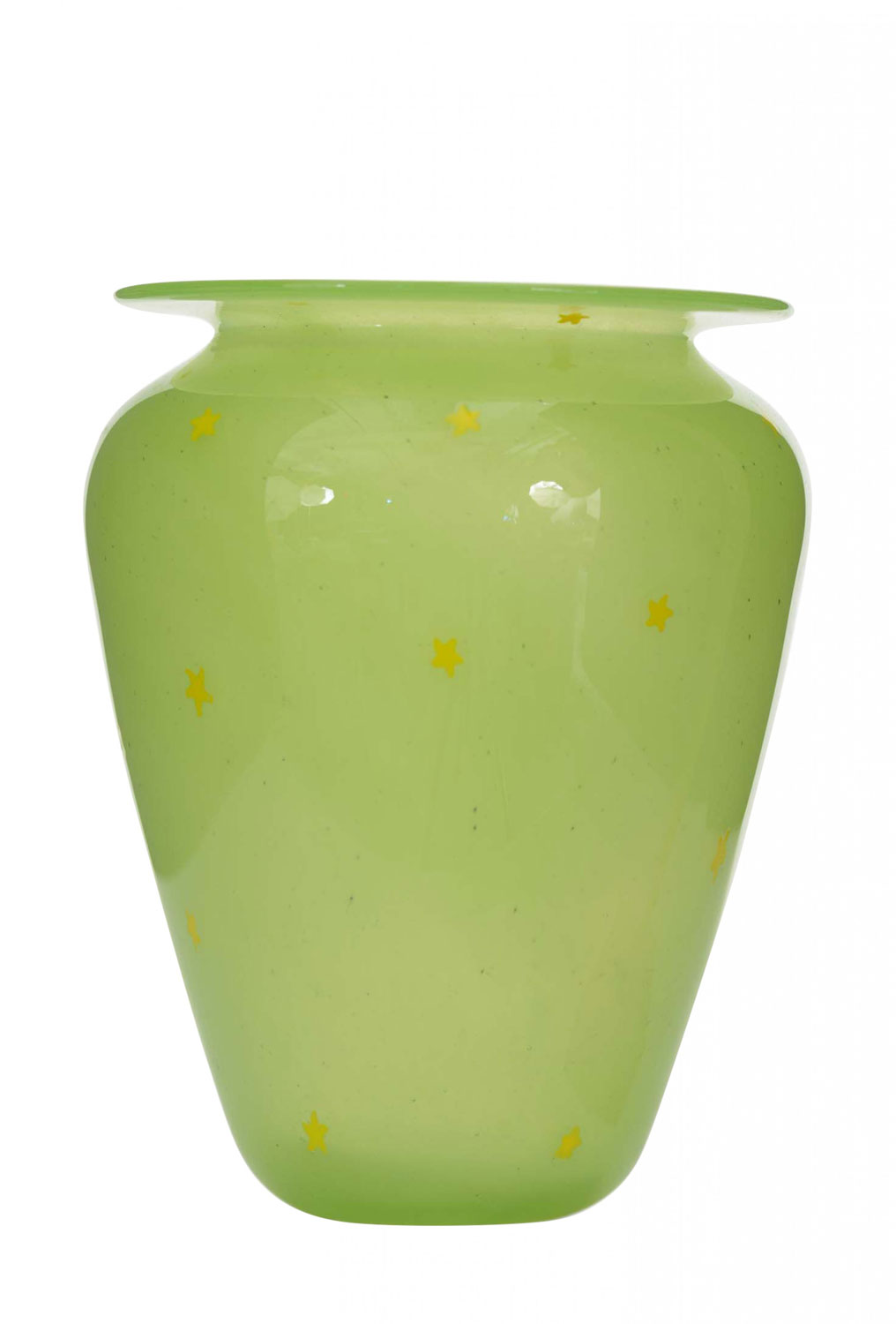 Vintage green glass vase with star pattern 1