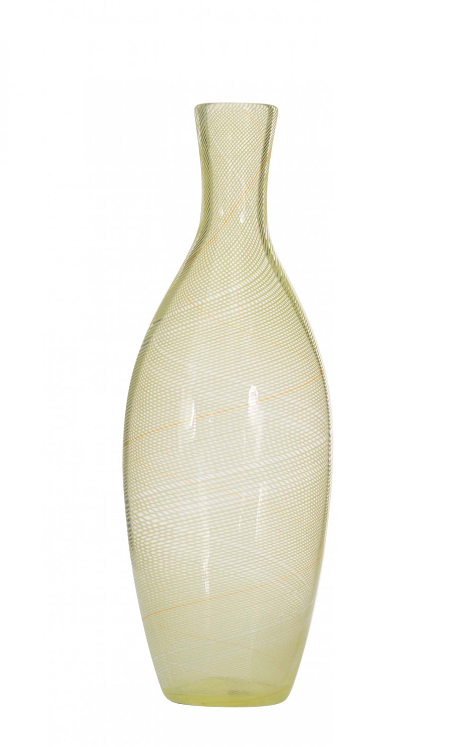Italian murano mid century yellow art glass vase