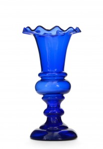 Vintage cobalt blue glass urn