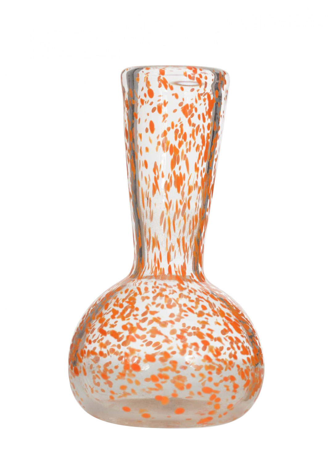 Vintage orange spattered art glass vase