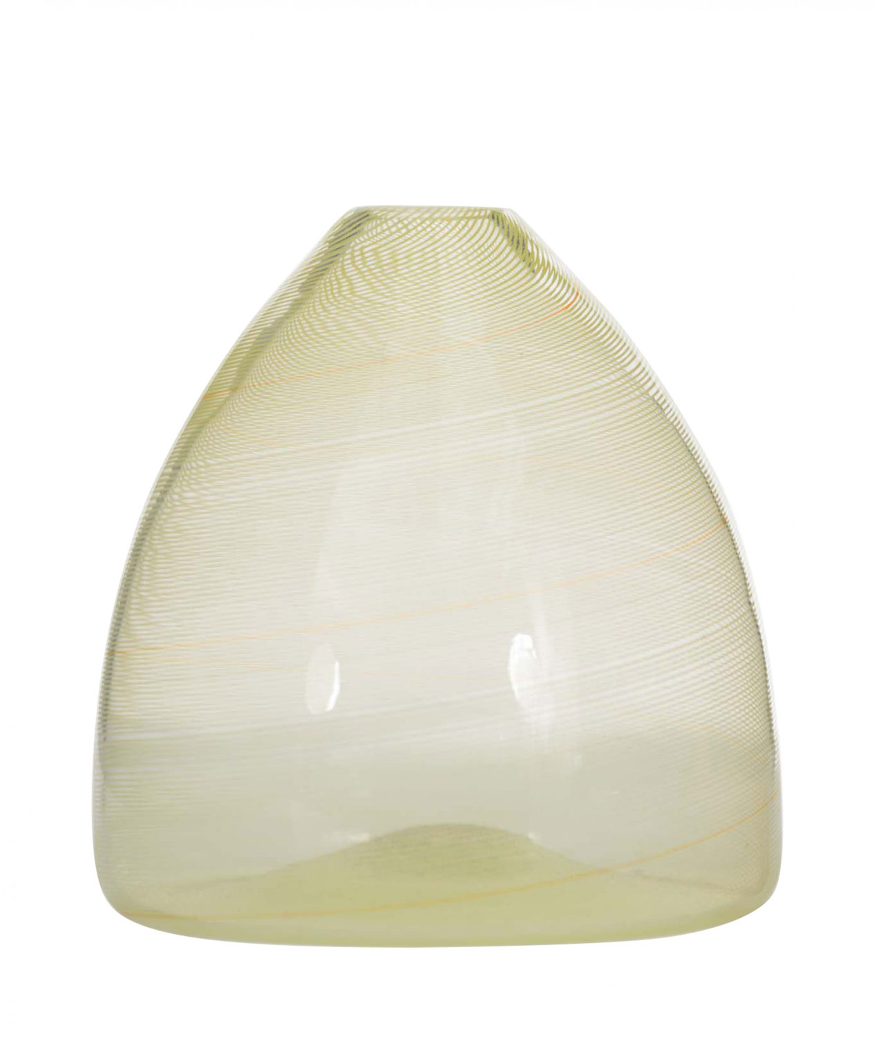 Italian murano mid century yellow swirl art glass vase