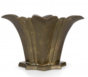 Art deco floral metal vase