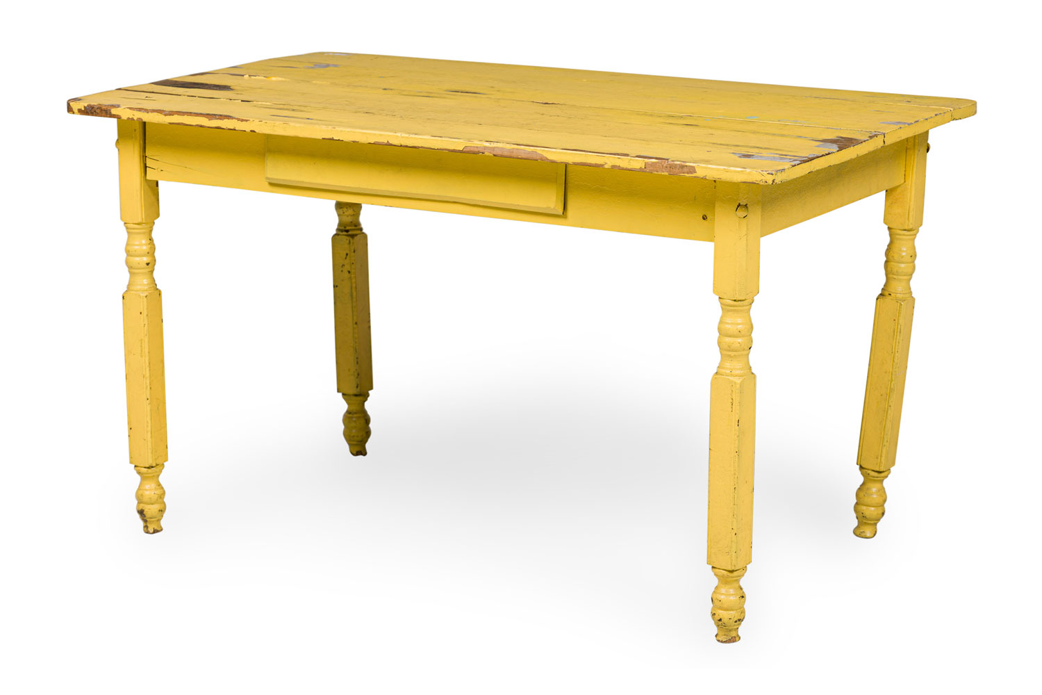 American country rustic yellow painted dining table