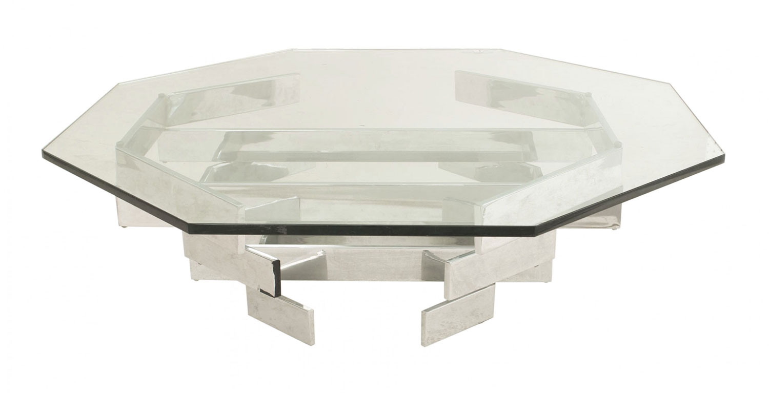 American post war chrome and glass coffee table