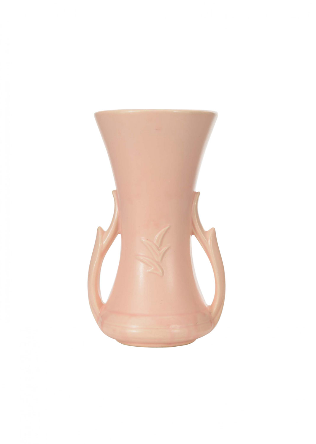 Vintage art deco style pink ceramic urn vase
