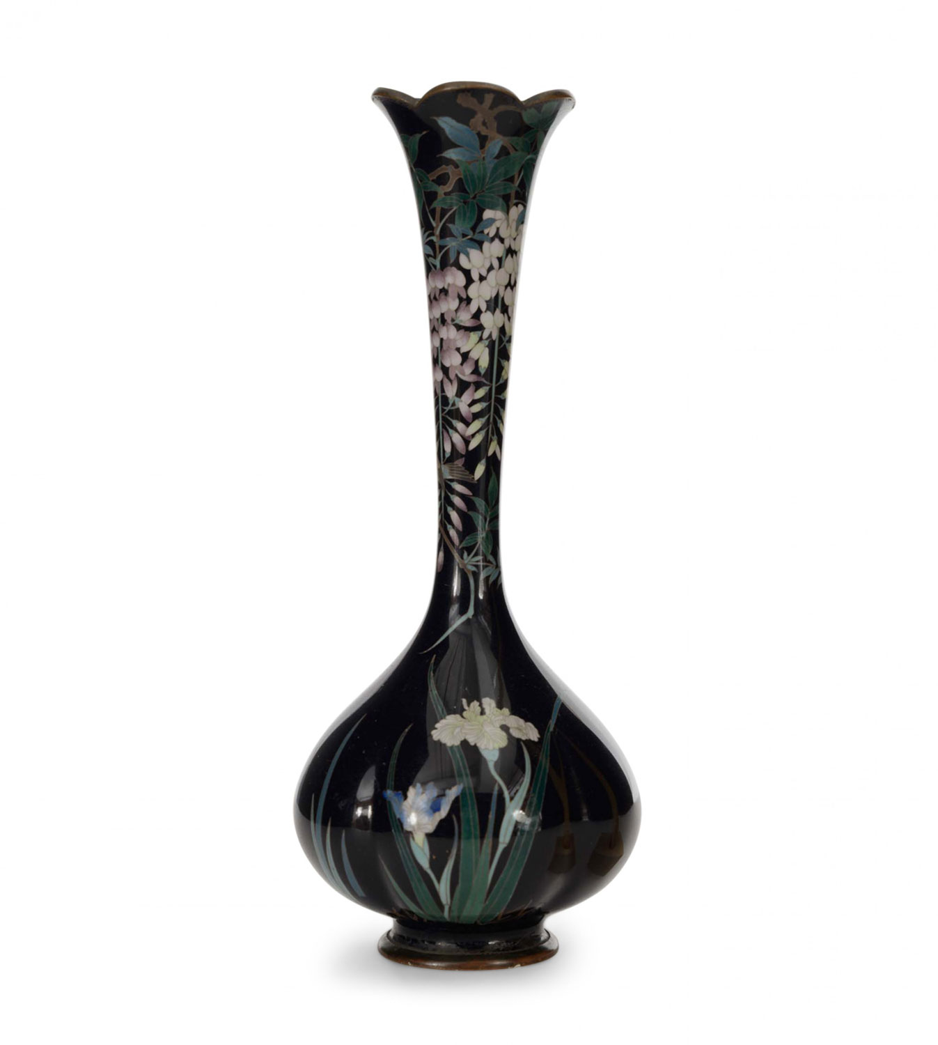 Vintage french victorian style black metal bud vase