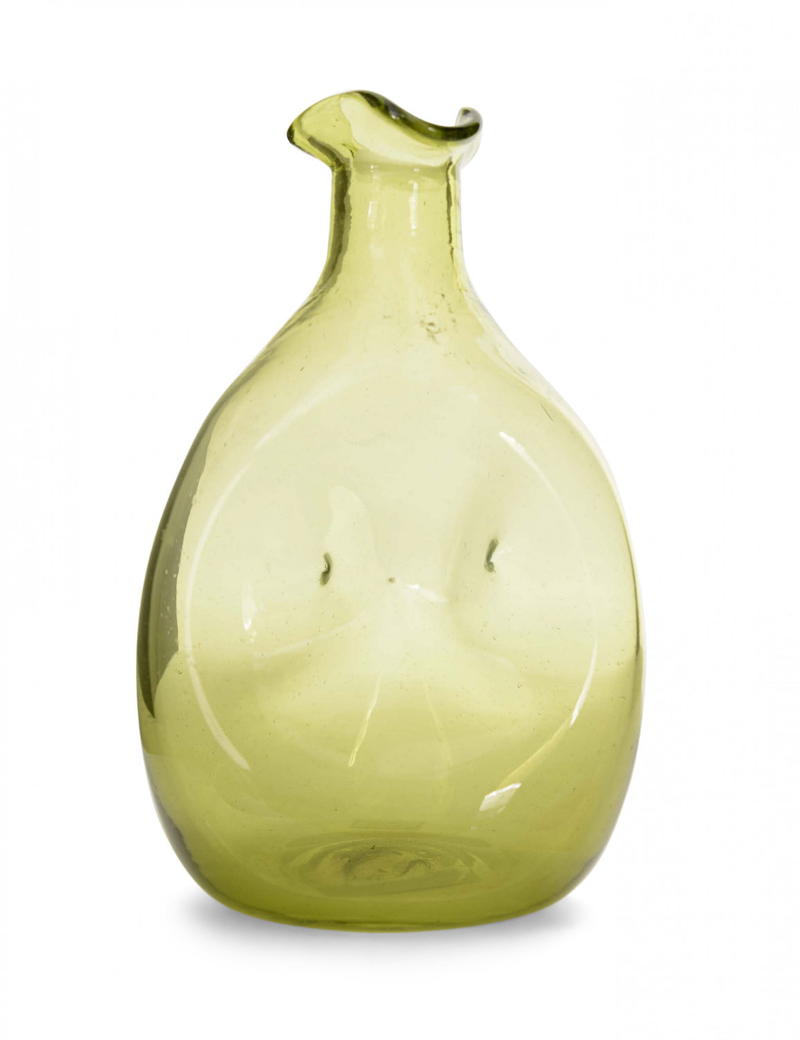 Olive green tinted glass bud vase