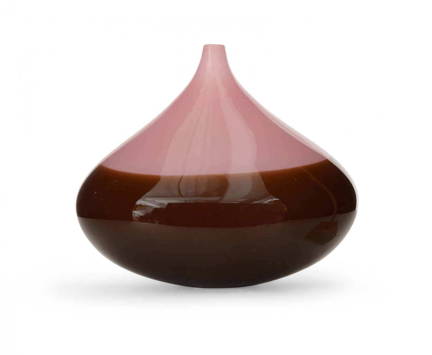 Pink and brown glass bud vase