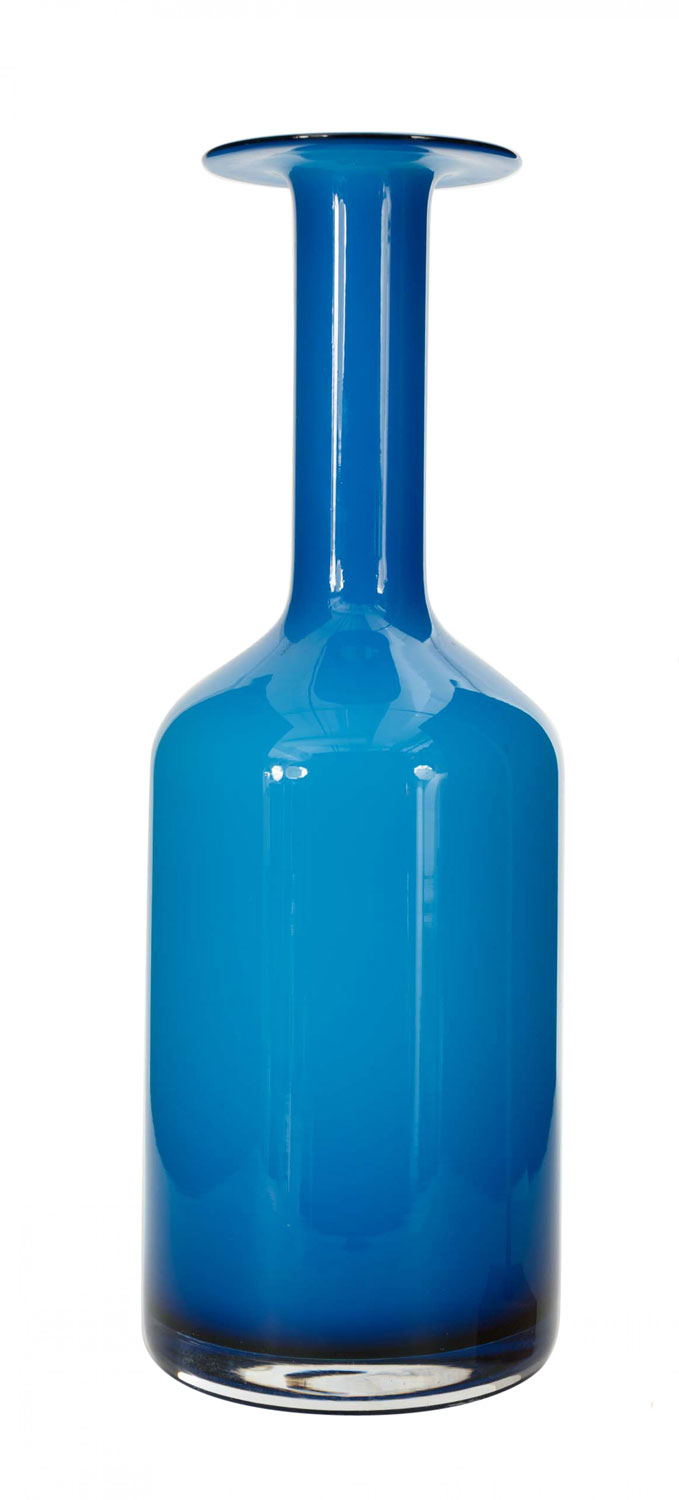 Danish mid century modern holmegaard blue bottle