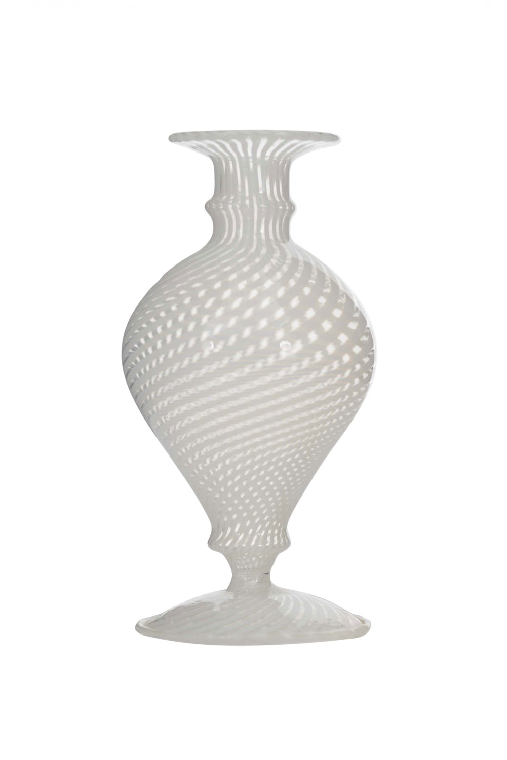 Vintage italian murano white striped glass vase