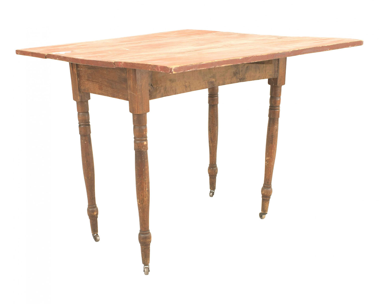 American country rustic red painted drop leaf table