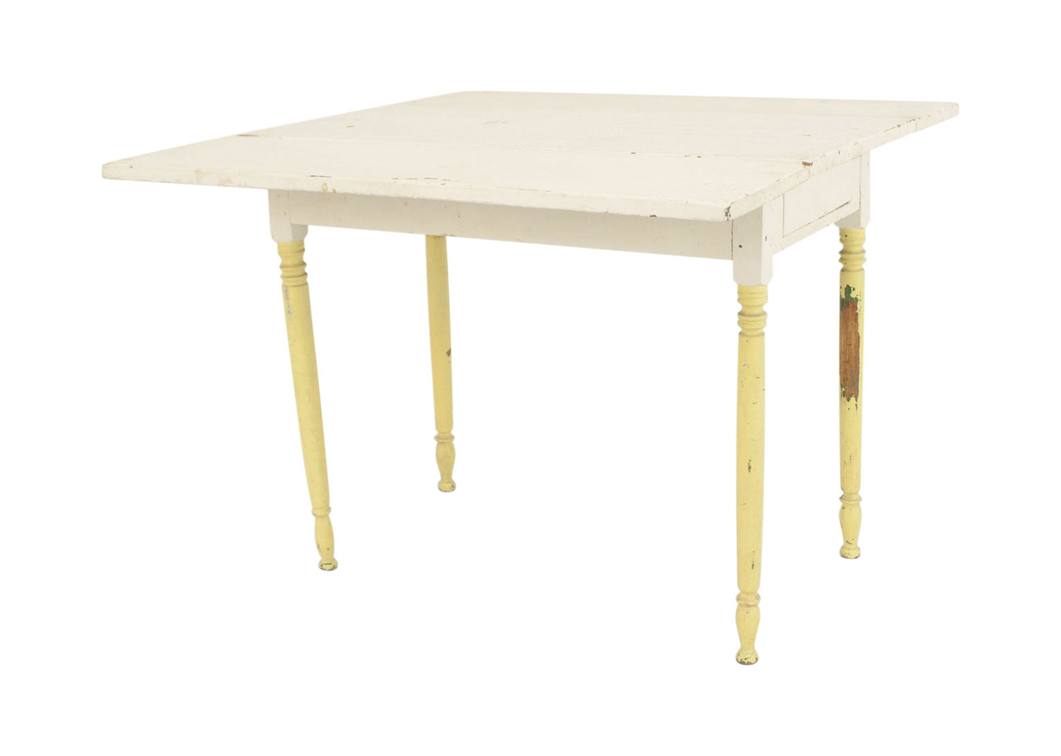 American country rustic white painted drop leaf table 3