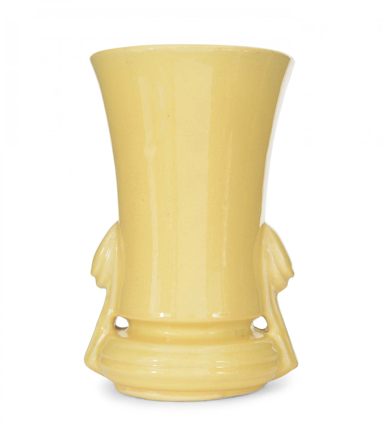 Vintage art deco style yellow ceramic urn vase 1