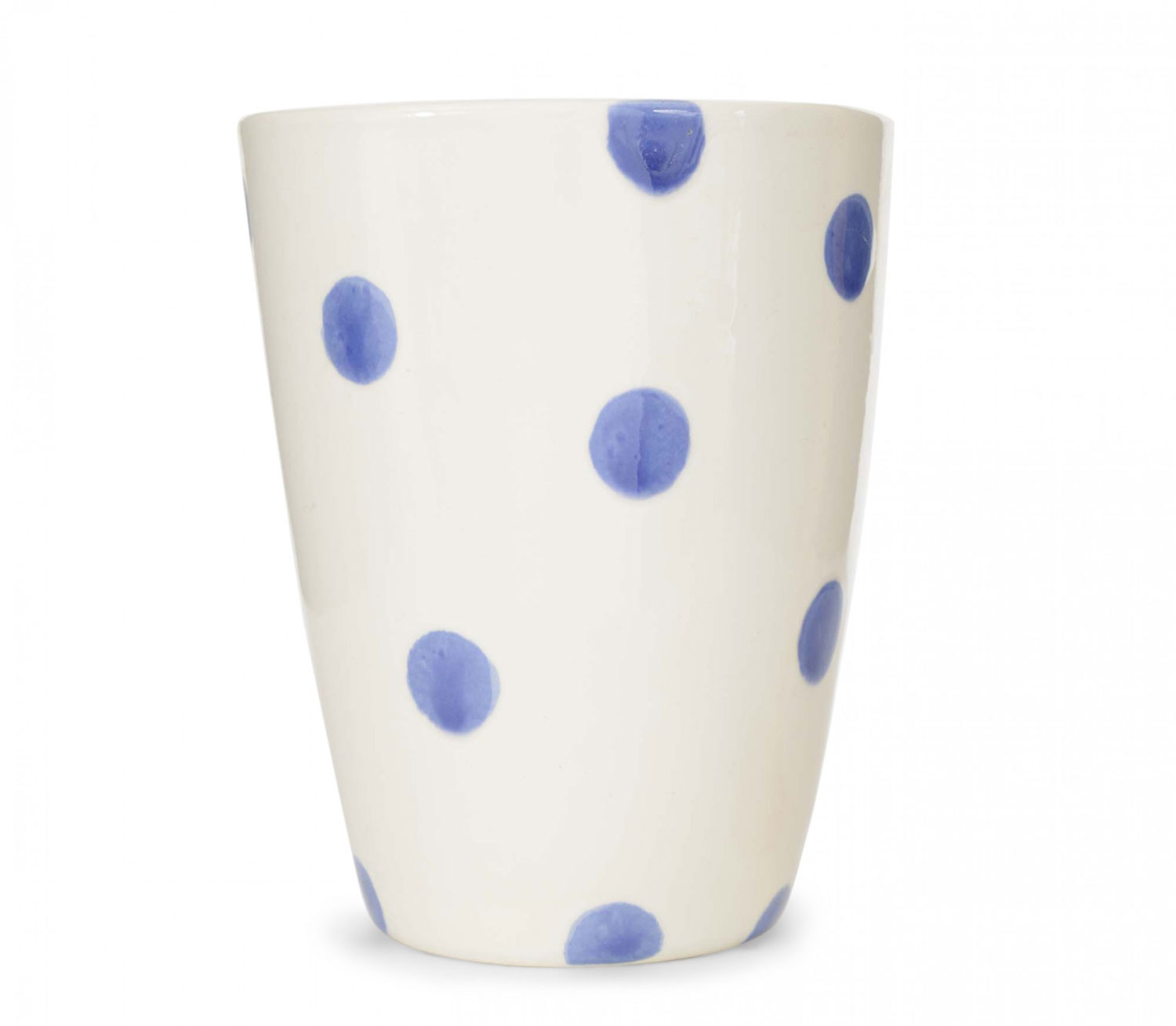 Beige and blue spotted ceramic vase