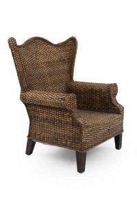 American wicker rattan wing chair