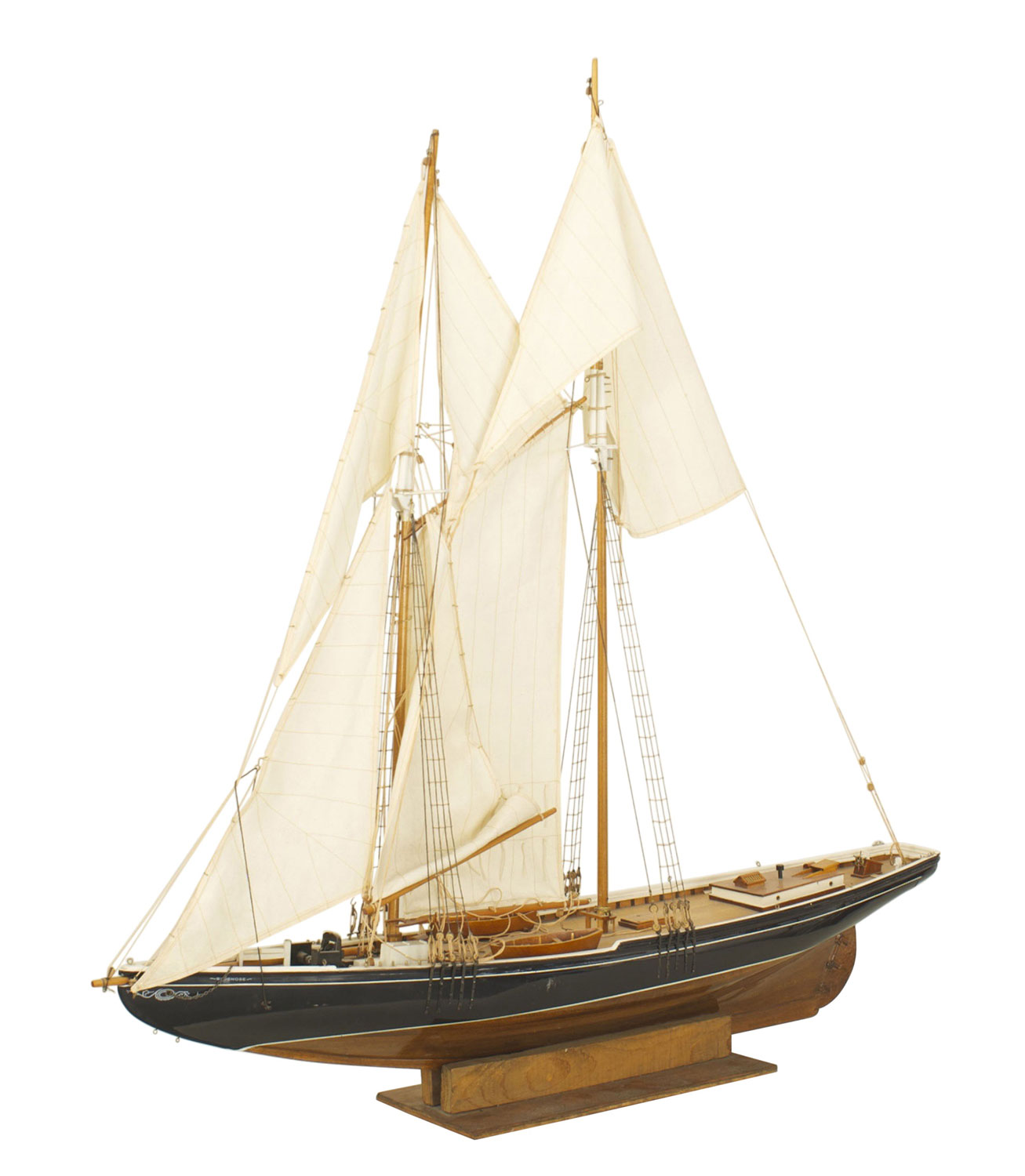 Mid century painted wooden sailboat model 1