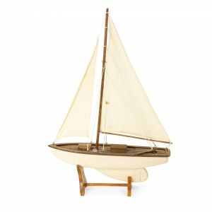 Mid century painted wooden sailboat model 3