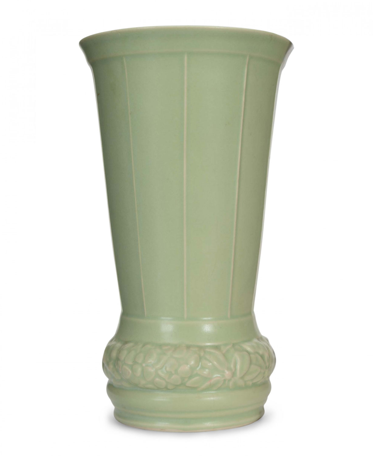 Art deco style green glazed ceramic urn vase