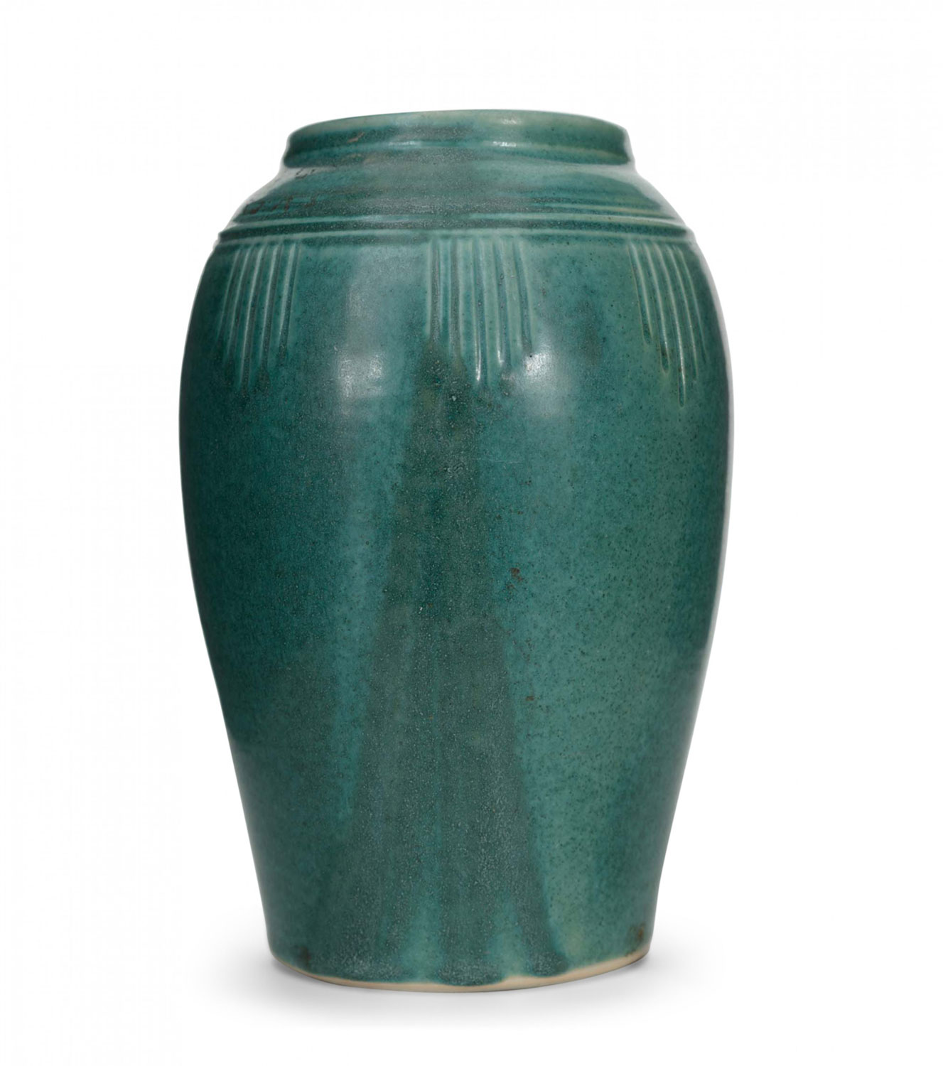 Art deco style green glazed ceramic vase 2