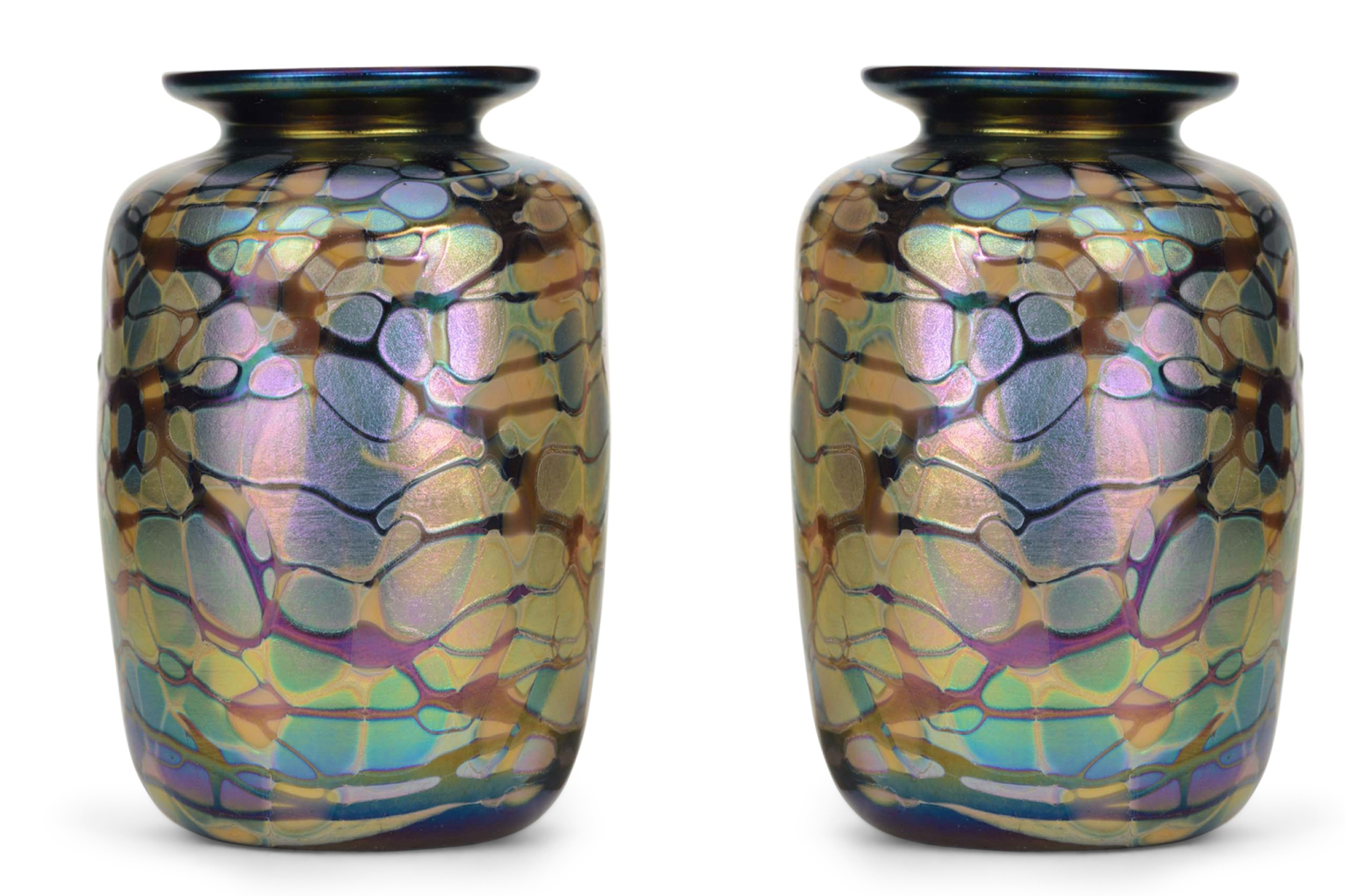 Vintage art nouveau tiffany style glass vases