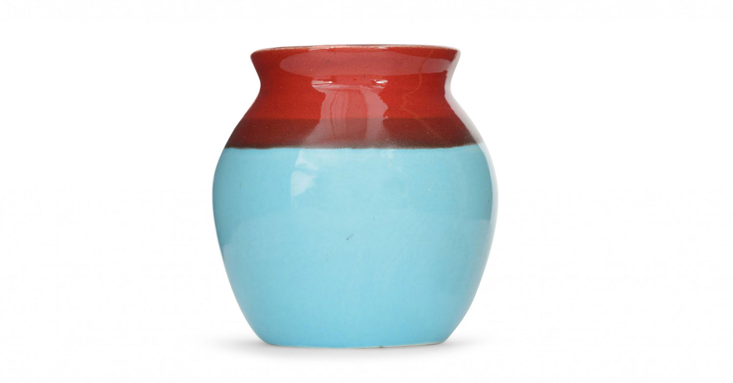 Blue and red ceramic vase