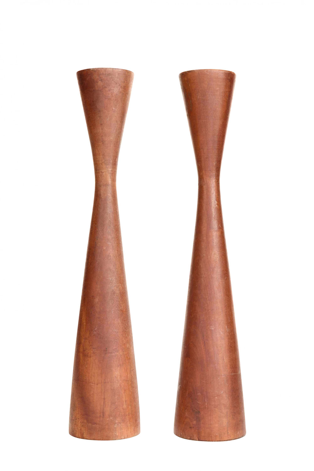 Contemporary scandinavian teak candlesticks