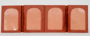 Mid century red velvet picture frames