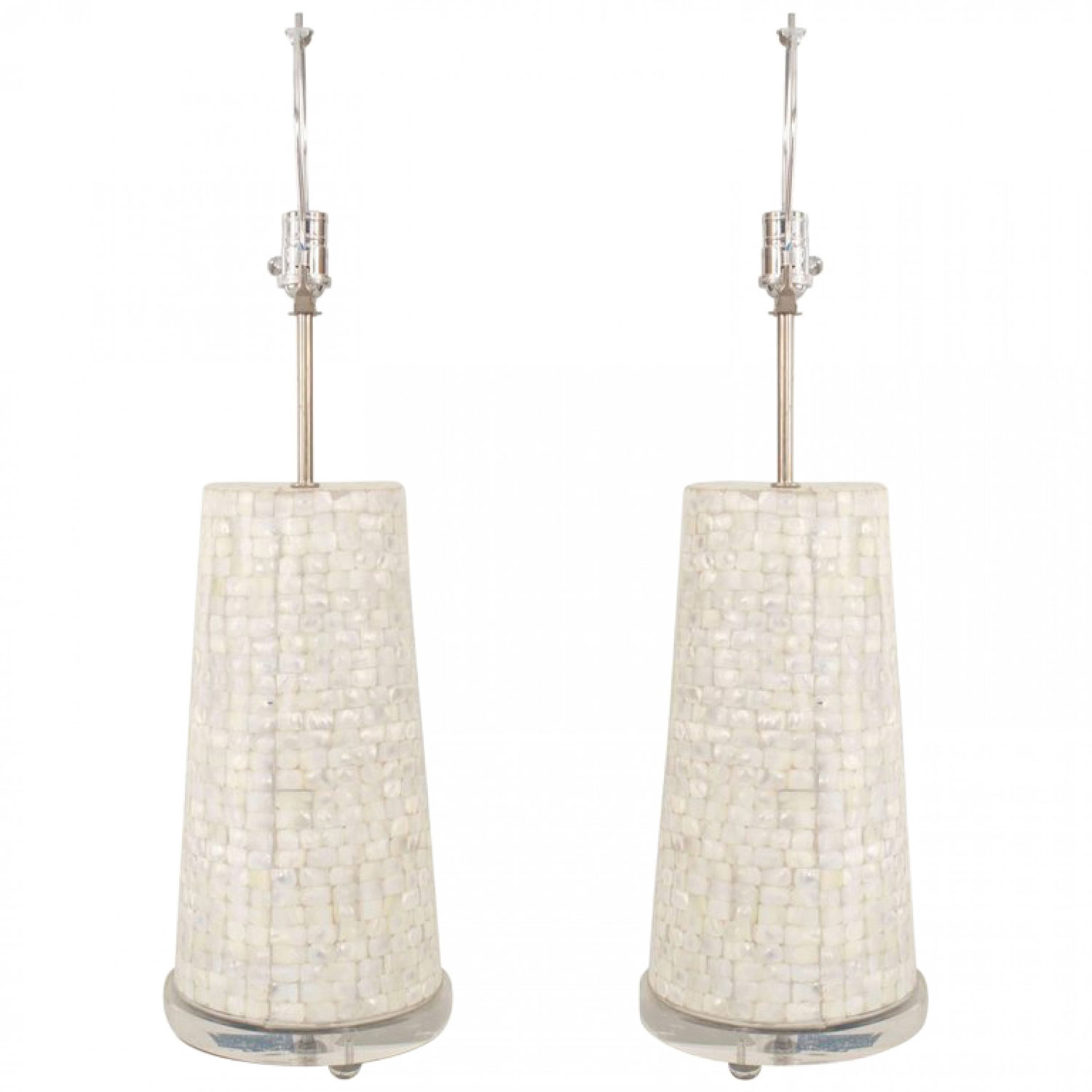 American mid century shell and lucite table lamps