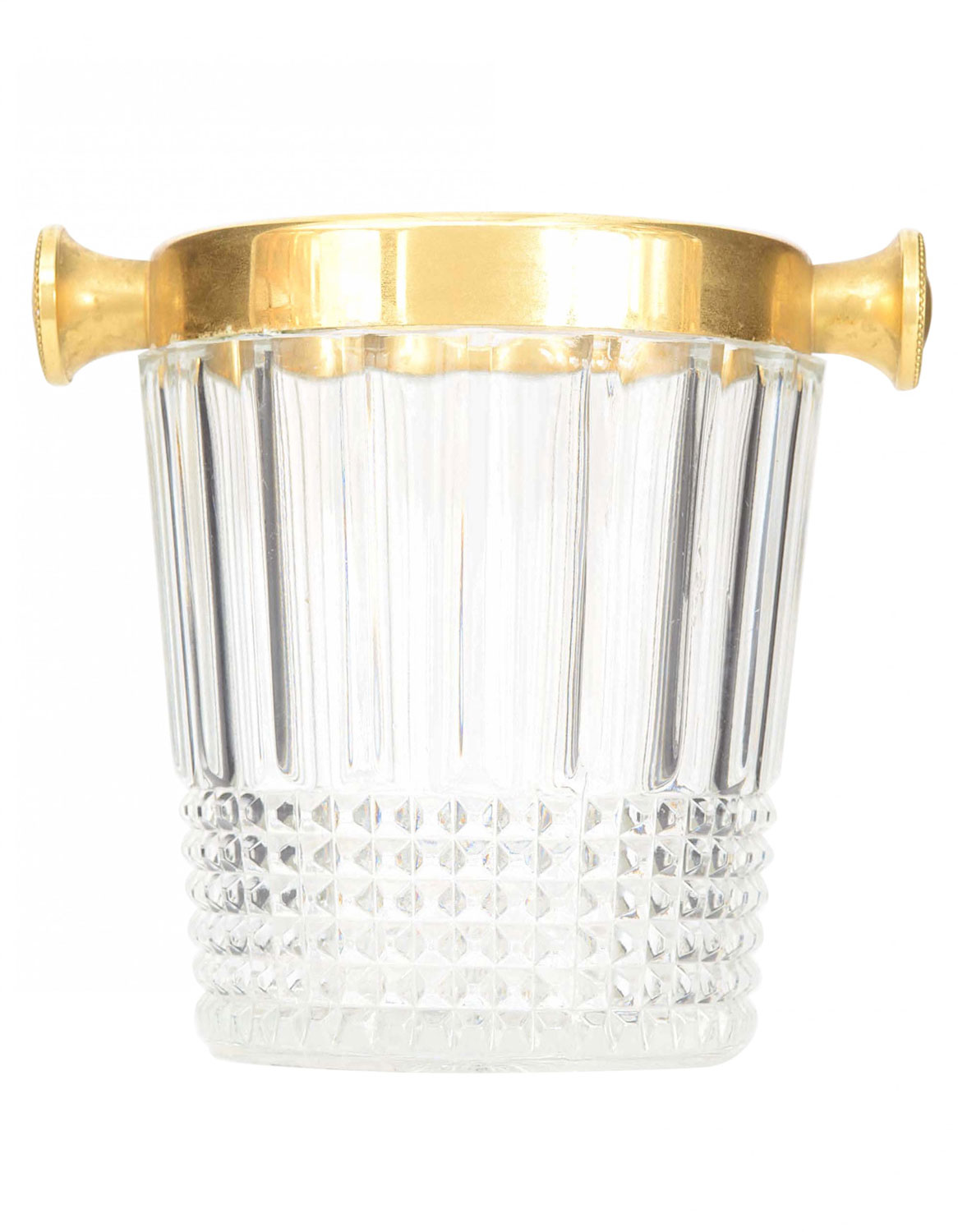Mid century cut glass and brass ice bucket
