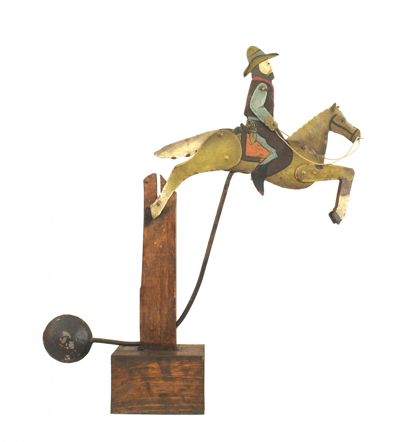 American folk art mechanical cowboy decoration