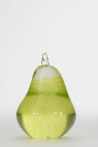 Green glass pear paperweights 1