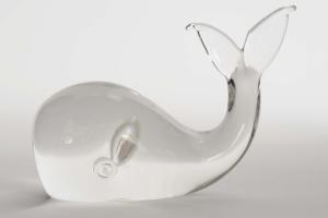 Clear glass whale paperweight 1