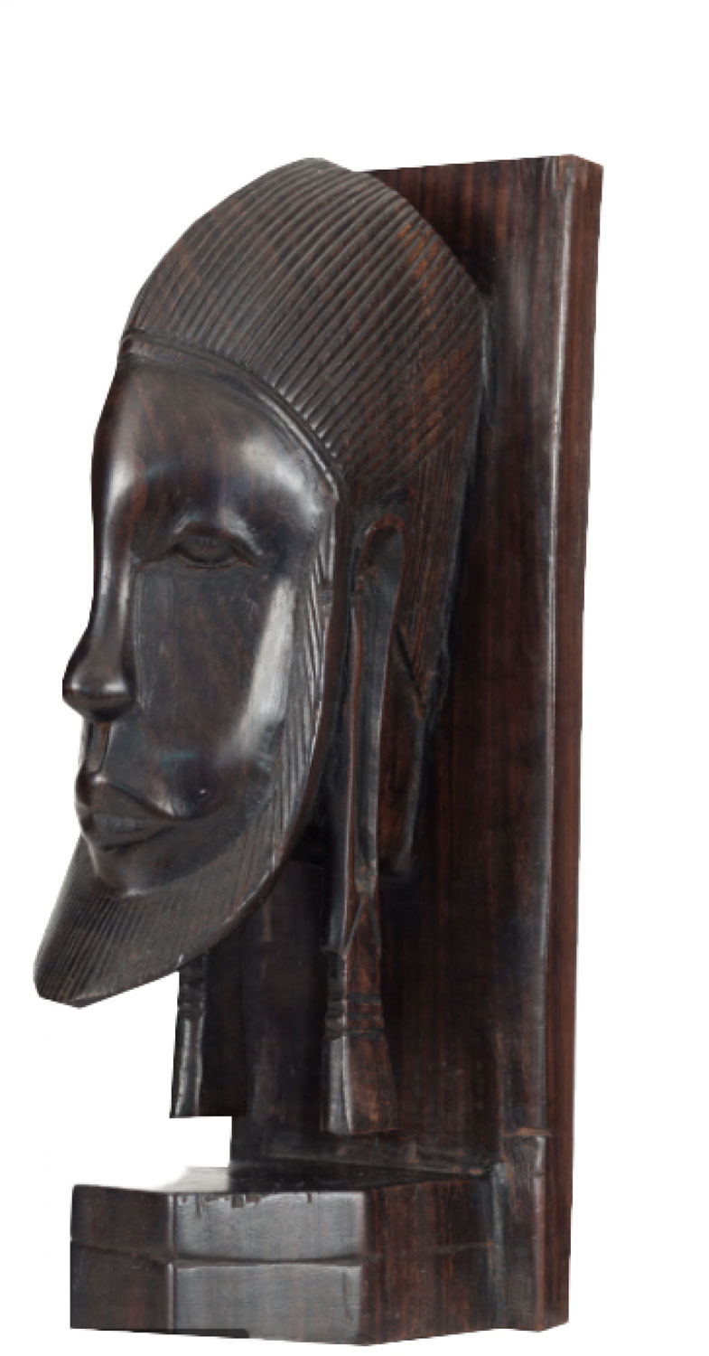 Vintage African Style Carved Rosewood Head Sculpture
