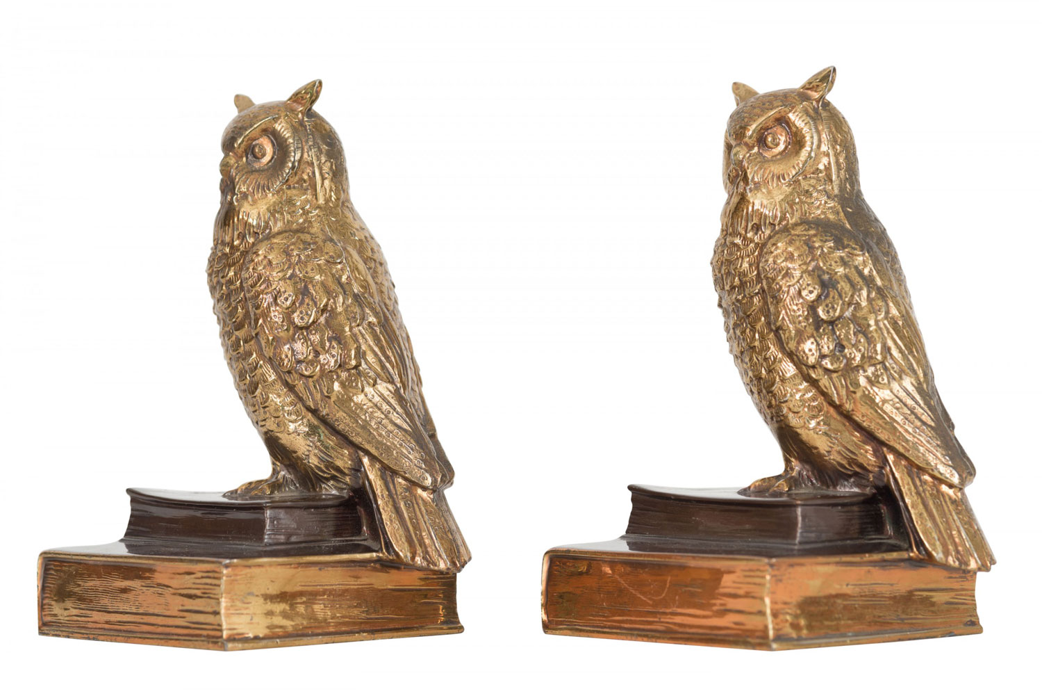 Pair of vintage gilt owl bookends