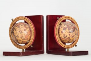 Pair of vintage revolving globe bookends