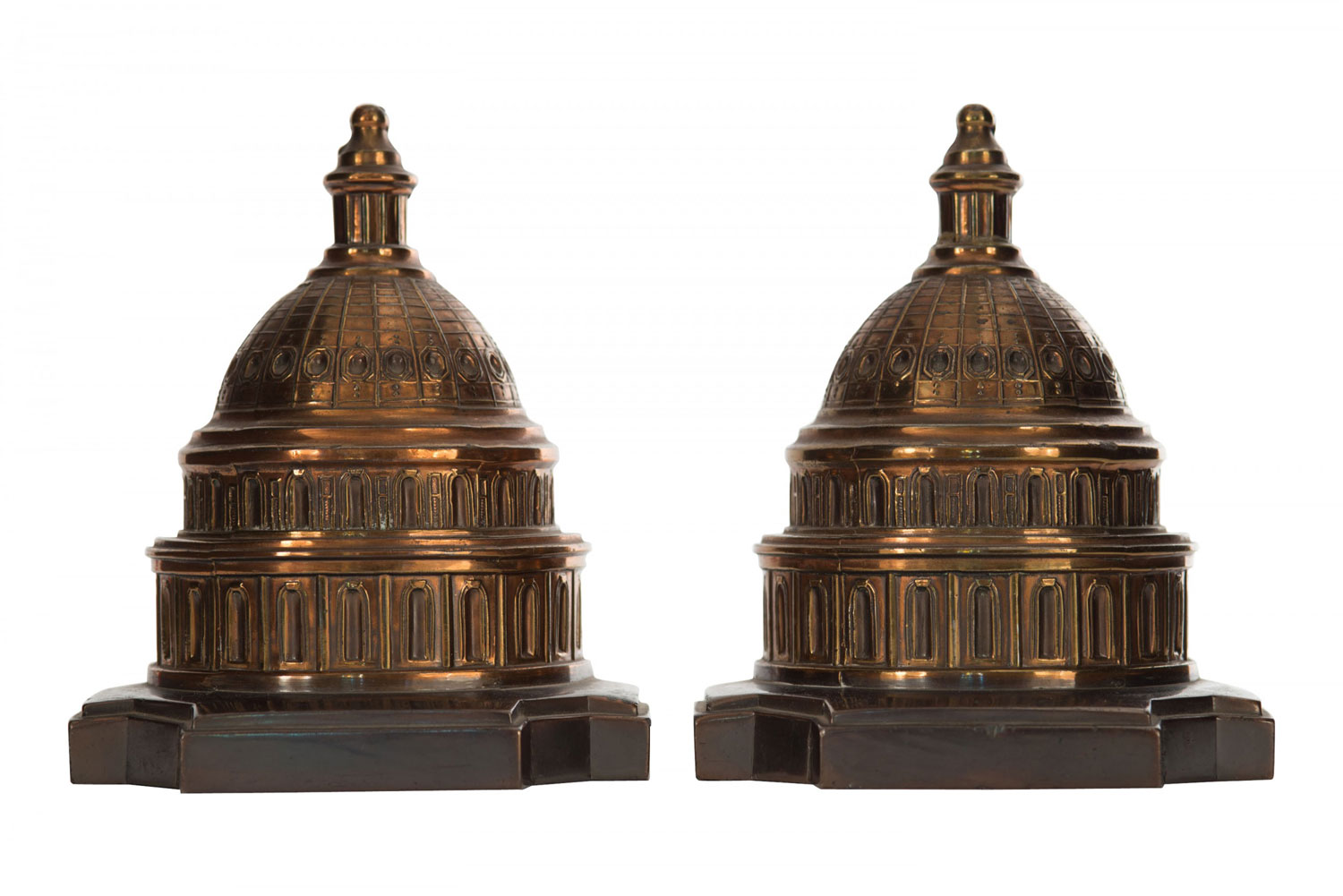 Pair of vintage copper plate us capitol bookends