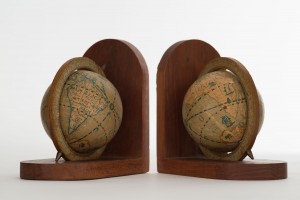 Pair of antique revolving globe bookends