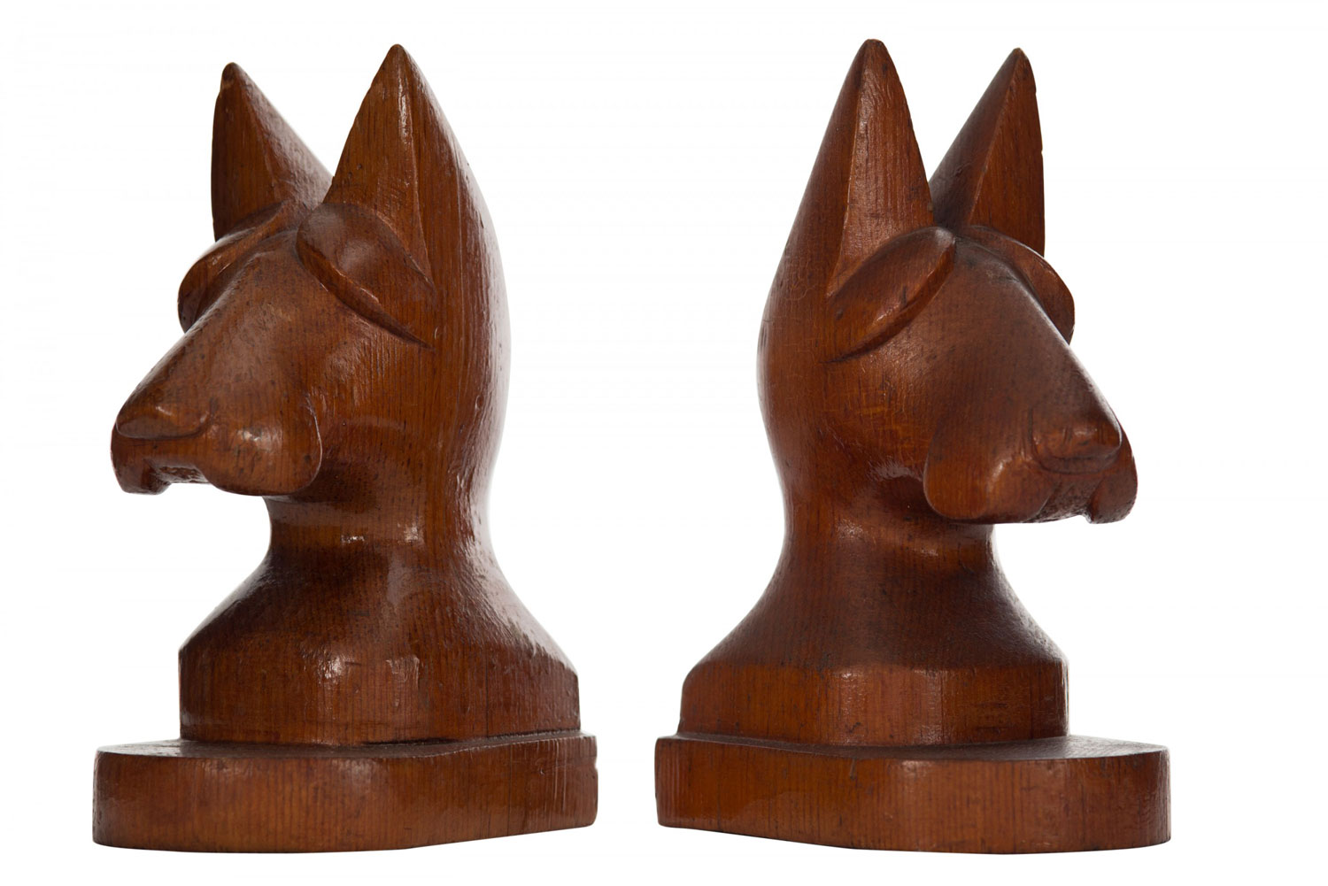 Pair of vintage wooden dog bookends 1